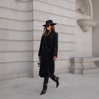 Simple Solid Color Long Sleeve Mid-length Woolen Coat