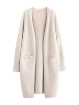 Mid-length Sweater Women's Solid Color V-neck Knitted Jacket