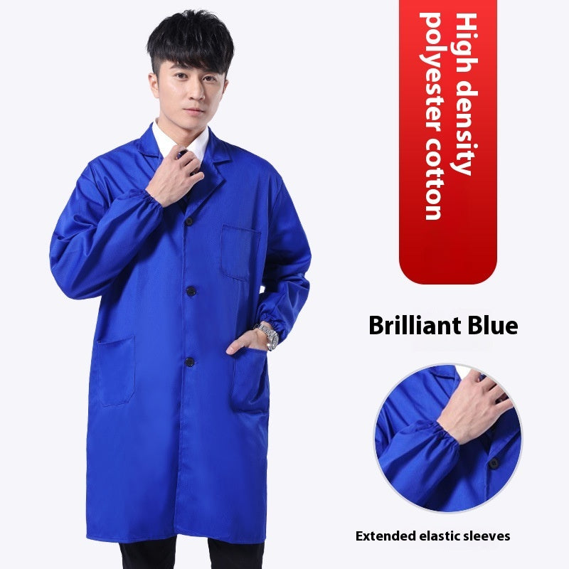 Work Clothes Blue Long Sleeve Dustproof Unlined Long Gown