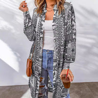 Bohemian Shirt Lapel Loose Casual Printed Long Cardigan