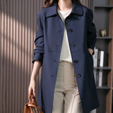 British Elegant Trench Mid-length Straight Coat