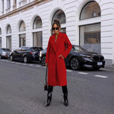 Simple Solid Color Long Sleeve Mid-length Woolen Coat