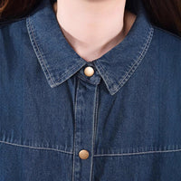 Loose Denim Trench Coat Retro Distressed Mid-length