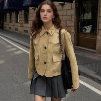 Fashionable Suede Women's Windbreaker Coat