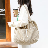 Ins Corduroy Shoulder Drawstring Bags