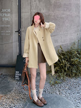 Khaki Short Stand Collar Windbreaker For Women Autumn New Small Super Beautiful Feeling British Style Coat