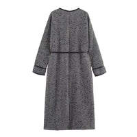 British Style Fashionable Temperament Lace Waist Design Mid-length Coat