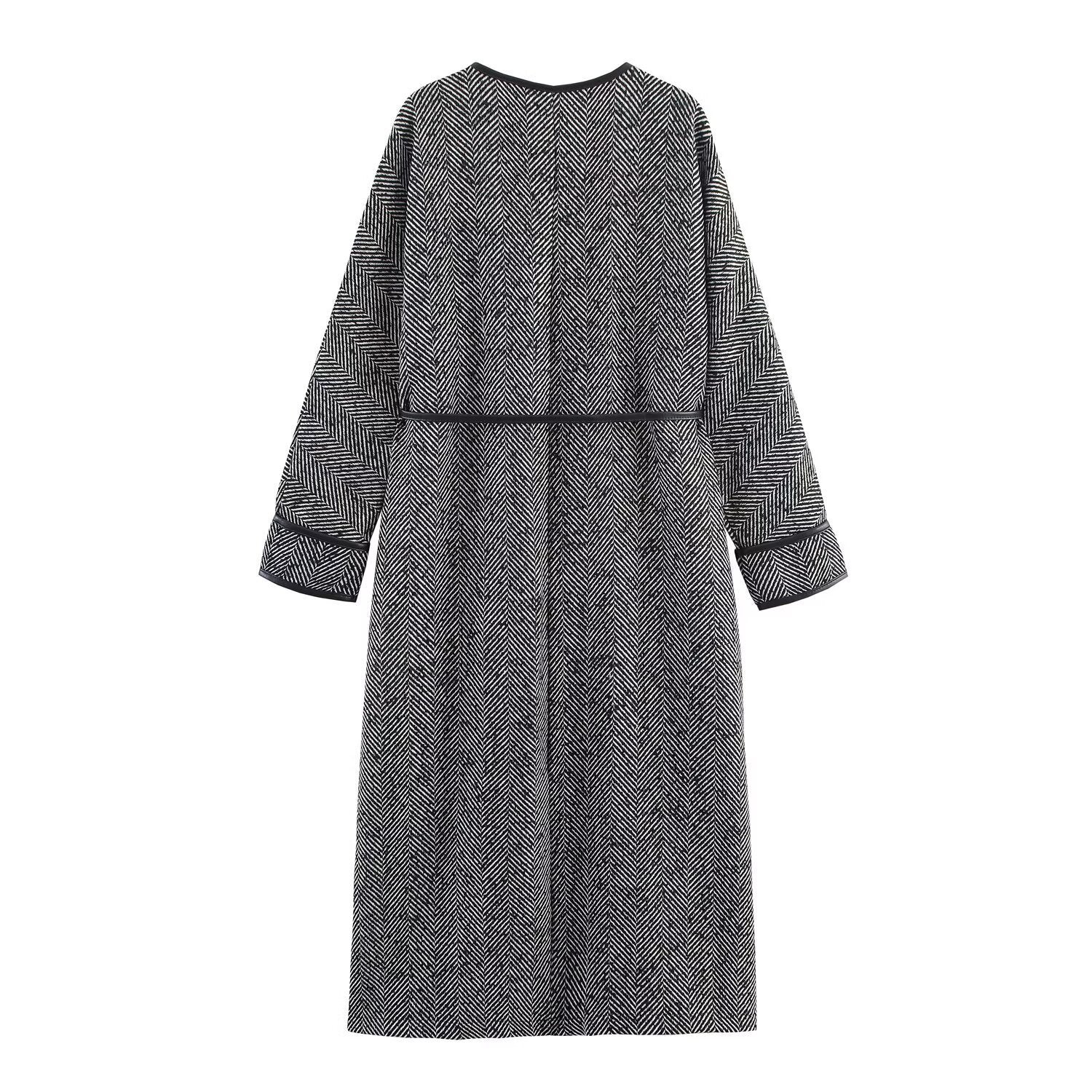 British Style Fashionable Temperament Lace Waist Design Mid-length Coat