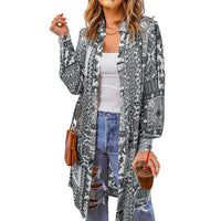 Bohemian Shirt Lapel Loose Casual Printed Long Cardigan