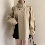 Fall Winter Stand Collar Skirt Elegant Trench Coat