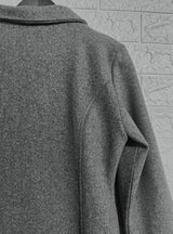 Women's Casual Tweed Coat - Solid Color Mid-Length H-Silhouette Button Front Long Sleeve