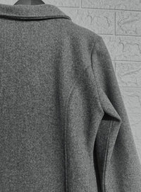 Women's Casual Tweed Coat - Solid Color Mid-Length H-Silhouette Button Front Long Sleeve