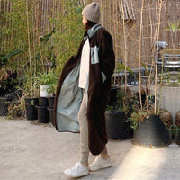 Stand Collar Color Matching Lambswool Two-sided Zipper Coat