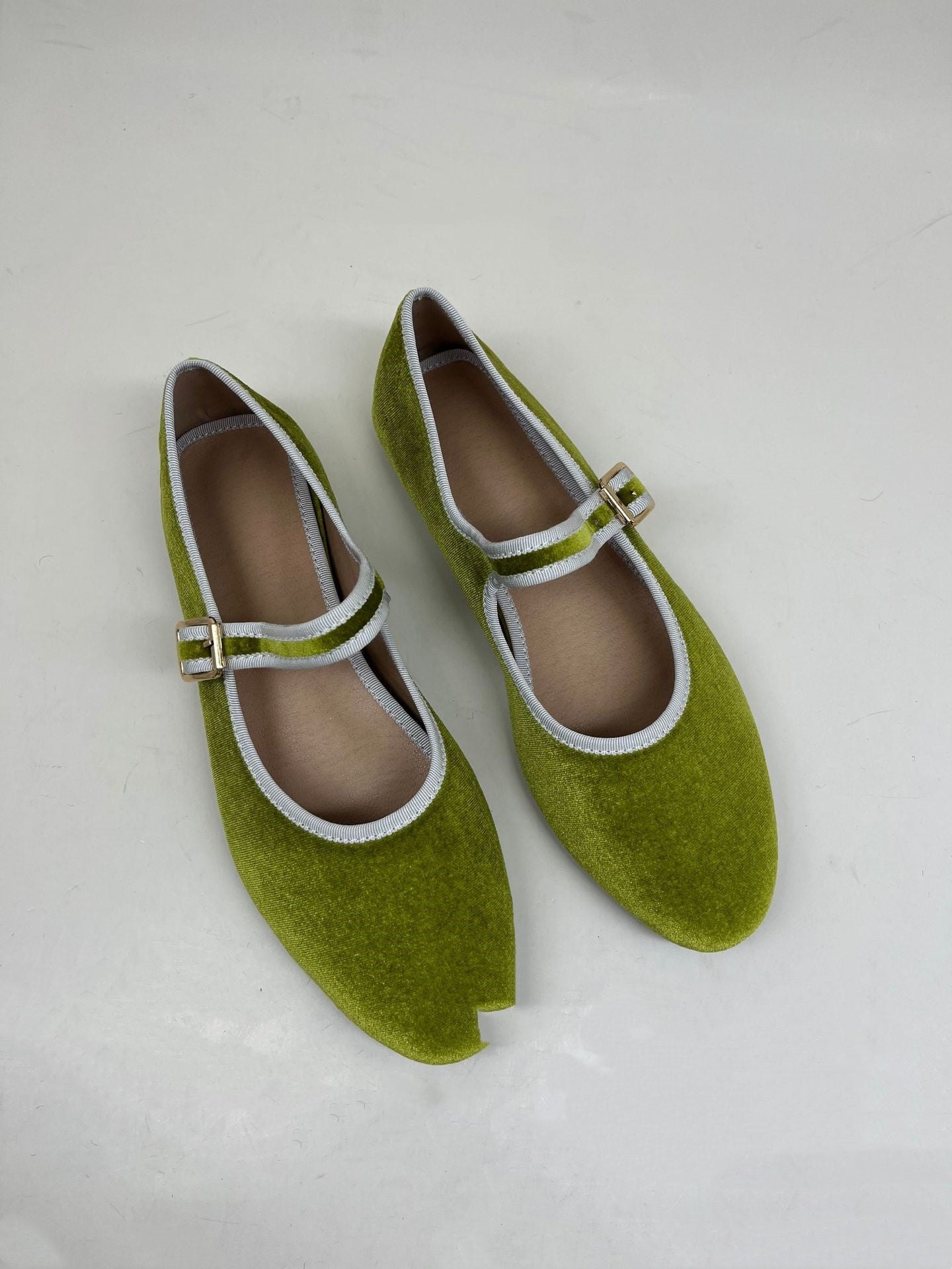 Casual Velvet Flat Pumps Buckle Mary Jane Ballet Slipper