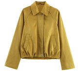 American Style Loose Basic Polo Collar Jacket Trench Coat