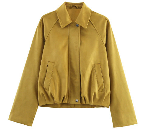 American Style Loose Basic Polo Collar Jacket Trench Coat