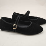 Casual Velvet Flat Pumps Buckle Mary Jane Ballet Slipper