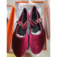 Casual Velvet Flat Pumps Buckle Mary Jane Ballet Slipper