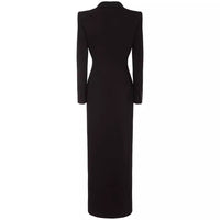 Elegant One Button Long Slim Black Suit Large Coat