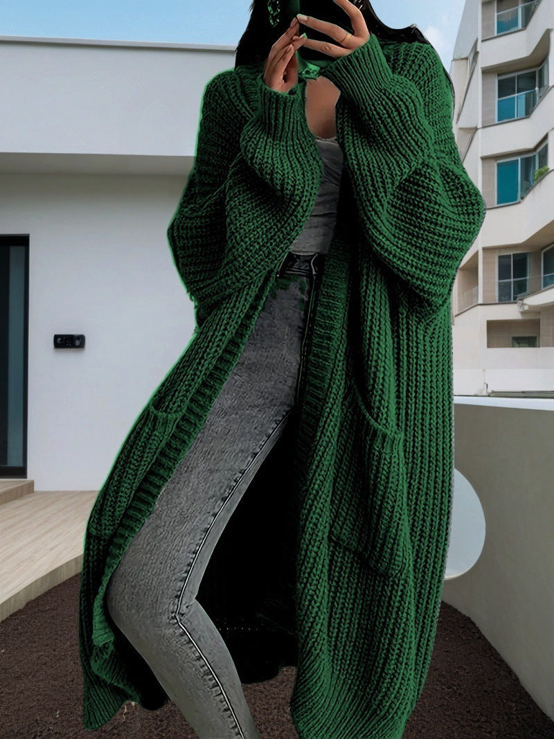 Long Sweater Coat Loose Long-sleeved Knitted Cardigan
