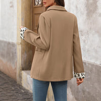 Vintage Leopard Print Stitching Suit Jacket For Women