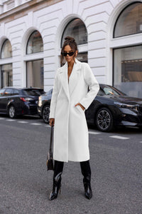 Simple Solid Color Long Sleeve Mid-length Woolen Coat
