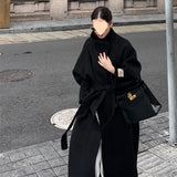 Women's Loose Solid Color Korean Double-sided Woolen Coat