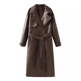 Women's Clothing French Fashion Design Sense Minority All-match Casual Extended Leather Coat