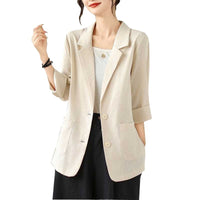 Artistic Retro Solid Color Loose-fitting Versatile Suit Top