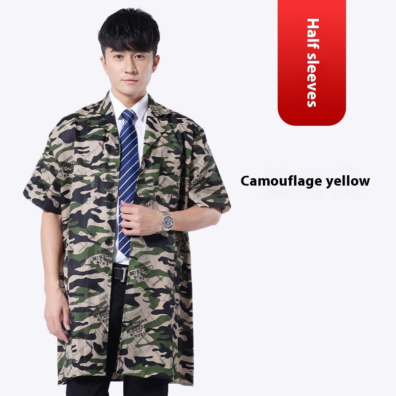 Work Clothes Blue Long Sleeve Dustproof Unlined Long Gown