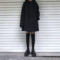 Dark Hooded Loose Coat Women's Clothing