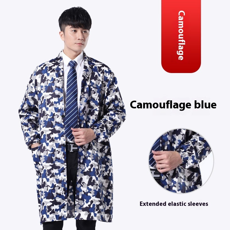 Work Clothes Blue Long Sleeve Dustproof Unlined Long Gown