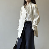 Stand Collar Trench Coat For Women Loose Casual Jacket