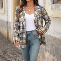 College Style Fashion Suit Plaid Coat For Women