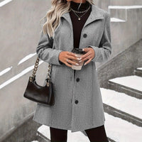 Autumn And Winter Leisure Fashion Long Woolen Long Sleeves Thermal Woolen Coat