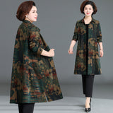 Plus Size Women's Clothing Spring And Autumn Floral Print Trench Coat
