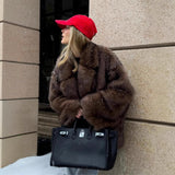 Fake Fur Coat Lapel Fashionable Warm