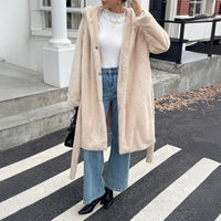 Women's Solid Color Casual Plush Long Sleeved Coat