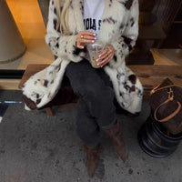 Women's Animal Pattern Imitation Fur Coat