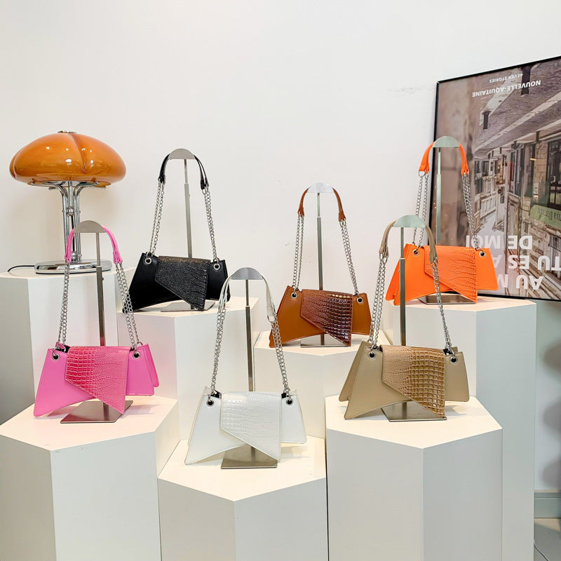 Leather Glossy Stone Pattern Pouch