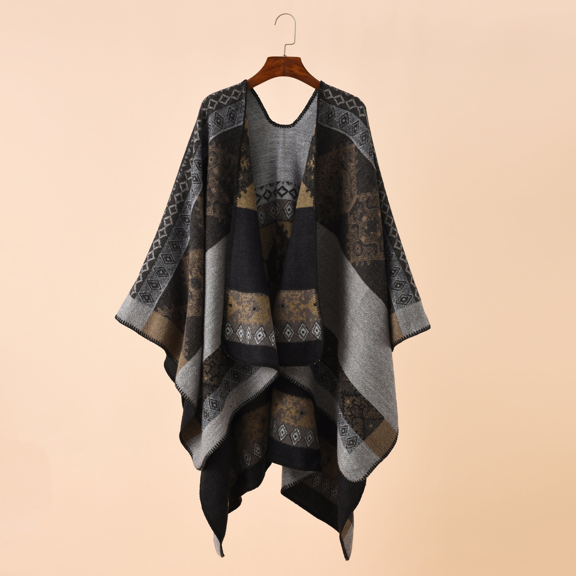 Double-sided Plaid Cashmere Shawl Coat