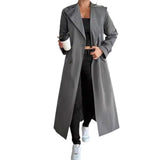 Temperament Leisure Long Premium Solid Color Double Breasted Coat
