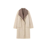 Women's Fashion Pocket Decoration Long Turn-down Collar Coat