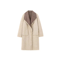 Women's Fashion Pocket Decoration Long Turn-down Collar Coat