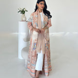 Pleated Trench Djellaba Hot-selling Printed Shawl Cardigan Ethnic Style Cloak Coat
