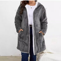 Cardigan Lazy Hooded Long Sleeve Plush Coat