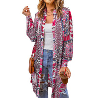 Bohemian Shirt Lapel Loose Casual Printed Long Cardigan