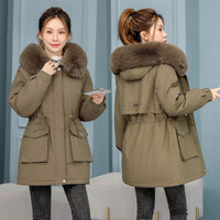 Fur Collar Velvet Lining Warm Coat