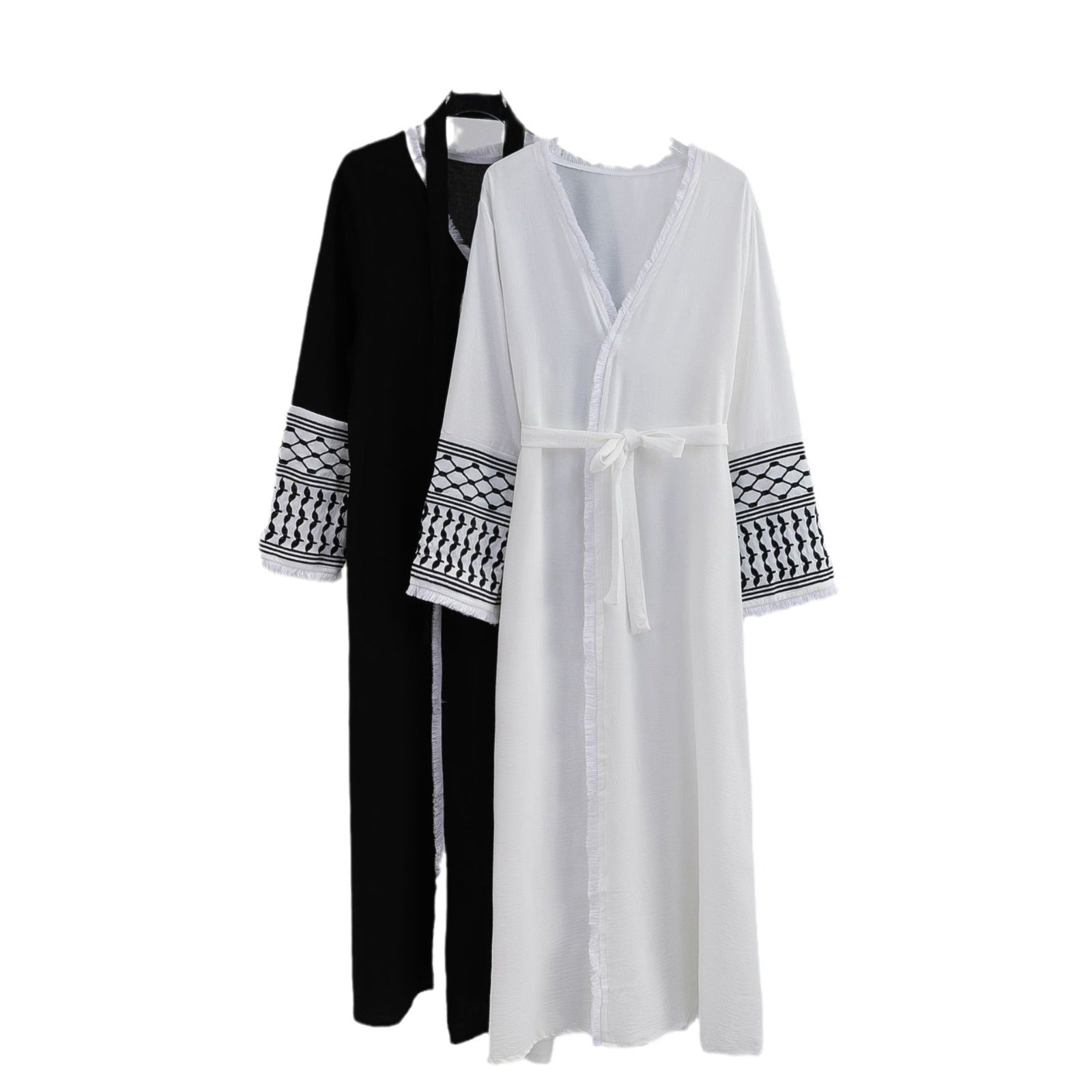 Elegant Cardigan Embroidered Muslim Dress Women's Robe