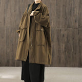 Loose Plus Size Workwear Windbreaker Female Art Jacket Long-sleeved